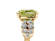 Cluster Engagement Ring Setting for Fancy Yellow Asscher Cut Center with 2-Row Shoulder Clusters and Prong Head in Yellow Gold