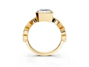 Milgrain Bezel Engagement Ring Setting for Asscher Cut Center with Marquise Stations and Bezel Head in Yellow Gold