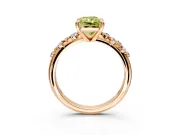 Solitaire Engagement Ring Setting for Fancy Yellow Radiant Cut Center with Trailing Leaf Accent Band and Prong Head in Rose Gold