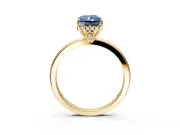 Solitaire Engagement Ring Setting for Fancy Blue Radiant Cut Center with Fine Wire Band and Prong Head in Yellow Gold