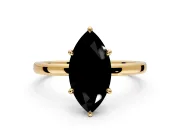 Hidden Halo Engagement Ring Setting for Fancy Black Marquise Center with Plain Band and Tall Prong Head in Yellow Gold