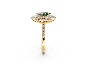 Floral Halo Engagement Ring Setting for Fancy Green Oval Center with Pave Accents and Prong Head in Yellow Gold