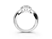 Halo Engagement Ring Setting for Asscher Cut Center with Tapered Plain Band and Prong Head in Platinum