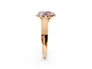 Halo Engagement Ring Setting for Fancy Pink Pear-Shaped Center with Knife Ridge Cathedral Band and Prong Head in Rose Gold