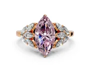 Leaf Cluster Engagement Ring Setting for Fancy Pink Marquise Center with Marquise Accents and Prong Head in Rose Gold