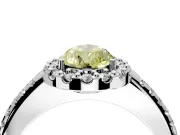 Pave Halo Engagement Ring Setting for Fancy Yellow Pear-Shaped Center with Single Row Pave Band and Prong Head in White Gold