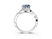 Solitaire Engagement Ring Setting for Fancy Blue Heart-Shaped Center with Twisted Pave Split Shank and Prong Head in Sterling Silver