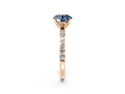 Solitaire Engagement Ring Setting for Fancy Blue Round Cut Center with Fine Pave Accents and Prong Head in Rose Gold