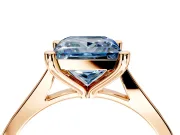Solitaire Engagement Ring Setting for Fancy Blue Princess Cut Center with Tapered Shoulders and Prong Head in Rose Gold