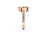 Halo Engagement Ring Setting for Oval Center with Milgrain Halo, Pave Band and Prong Head in Rose Gold
