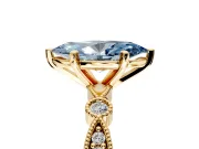 Solitaire Engagement Ring Setting for Fancy Blue Marquise Center with Milgrain Bezel Accents and Prong Head in Yellow Gold
