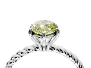 Solitaire Engagement Ring Setting for Fancy Yellow Marquise Center with Plain Twisted Rope Band and Prong Head in Sterling Silver