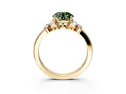 Solitaire Engagement Ring Setting for Fancy Green Round Cut Center with Marquise Flower Shoulders and Prong Head in Yellow Gold