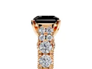 Solitaire Engagement Ring Setting for Fancy Black Asscher Cut Center with Pave Cathedral Shoulders and Prong Head in Rose Gold