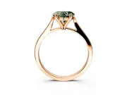Solitaire Engagement Ring Setting for Fancy Green Heart-Shaped Center with Tapered Shoulders and Prong Head in Rose Gold