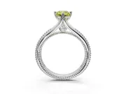 Solitaire Engagement Ring Setting for Fancy Yellow Emerald Cut Center with Milgrain Cathedral Band and Prong Head in Platinum