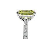 Solitaire Engagement Ring Setting for Fancy Yellow Emerald Cut Center with Channel Accents and Prong Head in Platinum