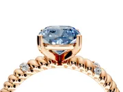 Rope Engagement Ring Setting for Fancy Blue Cushion Cut Center with Accent Shoulders and Prong Head in Rose Gold