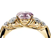 Cluster Engagement Ring Setting for Fancy Pink Oval Center with Round Cut Accent Frame and Prong Head in Yellow Gold