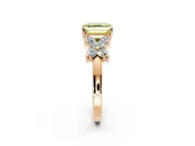 Floral Engagement Ring Setting for Fancy Yellow Princess Cut Center with Marquise Cluster Shoulders and Prong Head in Rose Gold