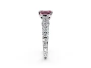 Solitaire Engagement Ring Setting for Fancy Pink Emerald Cut Center with Pave Cathedral Shoulders and Prong Head in Sterling Silver