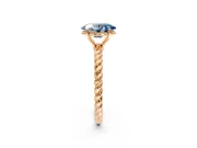 Solitaire Engagement Ring Setting for Fancy Blue Oval Center with 2-Strand Rope Twist Band and Prong Head in Rose Gold