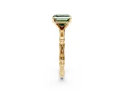 Solitaire Engagement Ring Setting for Fancy Green Asscher Cut Center with Bamboo Band and Prong Head in Yellow Gold