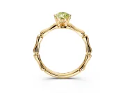 Solitaire Engagement Ring Setting for Fancy Yellow Pear-Shaped Center with Bamboo Band and Prong Head in Yellow Gold