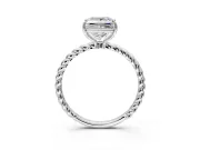 Solitaire Engagement Ring Setting for Princess Cut Center with Plain Twisted Rope Band and Prong Head in Sterling Silver