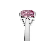 Solitaire Engagement Ring Setting for Fancy Pink Cushion Cut Center with Open Cathedral Shoulders and Prong Head in Platinum