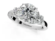 Solitaire Engagement Ring Setting for Round Cut Center with Marquise Flower Shoulders and Prong Head in White Gold