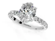 Solitaire Engagement Ring Setting for Oval Center with Large Accent Band and Prong Head in Platinum
