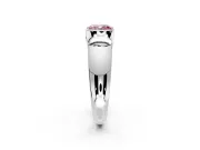 Tension Engagement Ring Setting for Fancy Pink Cushion Cut Center with Wide Flat Band and Tension Head in White Gold