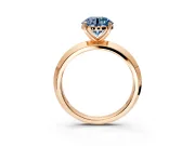 Solitaire Engagement Ring Setting for Fancy Blue Round Cut Center with Wide Knife Ridge Band and Prong Head in Rose Gold