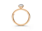 Low-Set Solitaire Engagement Ring Setting for Marquise Center with Thin Plain Band and Prong Head in Rose Gold