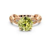 Solitaire Engagement Ring Setting for Fancy Yellow Round Cut Center with Marquise Panel Band and Prong Head in Rose Gold