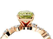 Solitaire Engagement Ring Setting for Fancy Yellow Radiant Cut Center with Bar-Station Pave Twist and Prong Head in Rose Gold