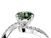 Solitaire Engagement Ring Setting for Fancy Green Round Cut Center with Pave Bypass Swirl Band and Prong Head in White Gold