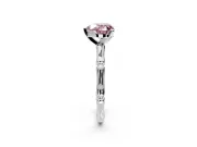 Solitaire Engagement Ring Setting for Fancy Pink Heart-Shaped Center with Bamboo Band and Prong Head in Sterling Silver