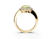 Halo Engagement Ring Setting for Fancy Yellow Princess Cut Center with Milgrain Channel Band and Prong Head in Yellow Gold