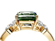 Solitaire Engagement Ring Setting for Fancy Green Asscher Cut Center with Marquise Flower Shoulders and Prong Head in Yellow Gold