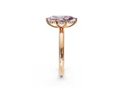 Hidden Halo Engagement Ring Setting for Fancy Pink Marquise Center with Thin Round-Wire Band and Prong Head in Rose Gold