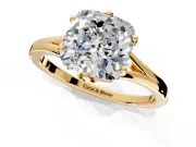 Solitaire Engagement Ring Setting for Cushion Cut Center with Plain Split Shank and Prong Head in Yellow Gold