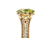 Solitaire Engagement Ring Setting for Fancy Yellow Oval Center with Pave Rail Split Shank and Prong Head in Yellow Gold