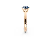 Solitaire Engagement Ring Setting for Fancy Blue Round Cut Center with Open Cathedral Shoulders and Prong Head in Rose Gold