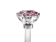 Solitaire Engagement Ring Setting for Fancy Pink Oval Center with Plain Band and Tulip Prong Head in Platinum
