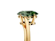 Solitaire Engagement Ring Setting for Fancy Green Oval Center with Plain Bypass Twist Band and Prong Head in Yellow Gold