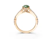 Solitaire Engagement Ring Setting for Fancy Green Pear-Shaped Center with Pave Split Shank and Prong Head in Rose Gold