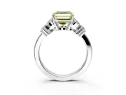 Floral Engagement Ring Setting for Fancy Yellow Asscher Cut Center with Marquise Cluster Shoulders and Prong Head in Platinum