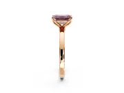 Solitaire Engagement Ring Setting for Fancy Pink Emerald Cut Center with Thin Rounded Plain Band and Prong Head in Rose Gold